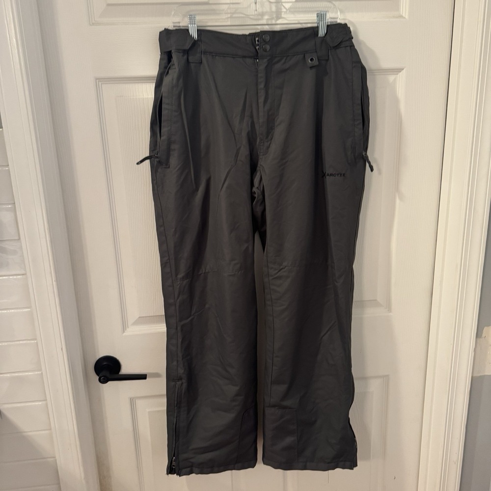 Arctix Snow Pants Mens Sz L Dark Gray Embroidery‎ Logo  Zip Pockets Ski Outdoor